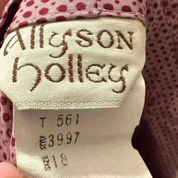 Vintage ALLYSON HOLLEY Top/Blouse Mauve BUTTON UP Silky RUFFLES XL - Picture 5 of 9